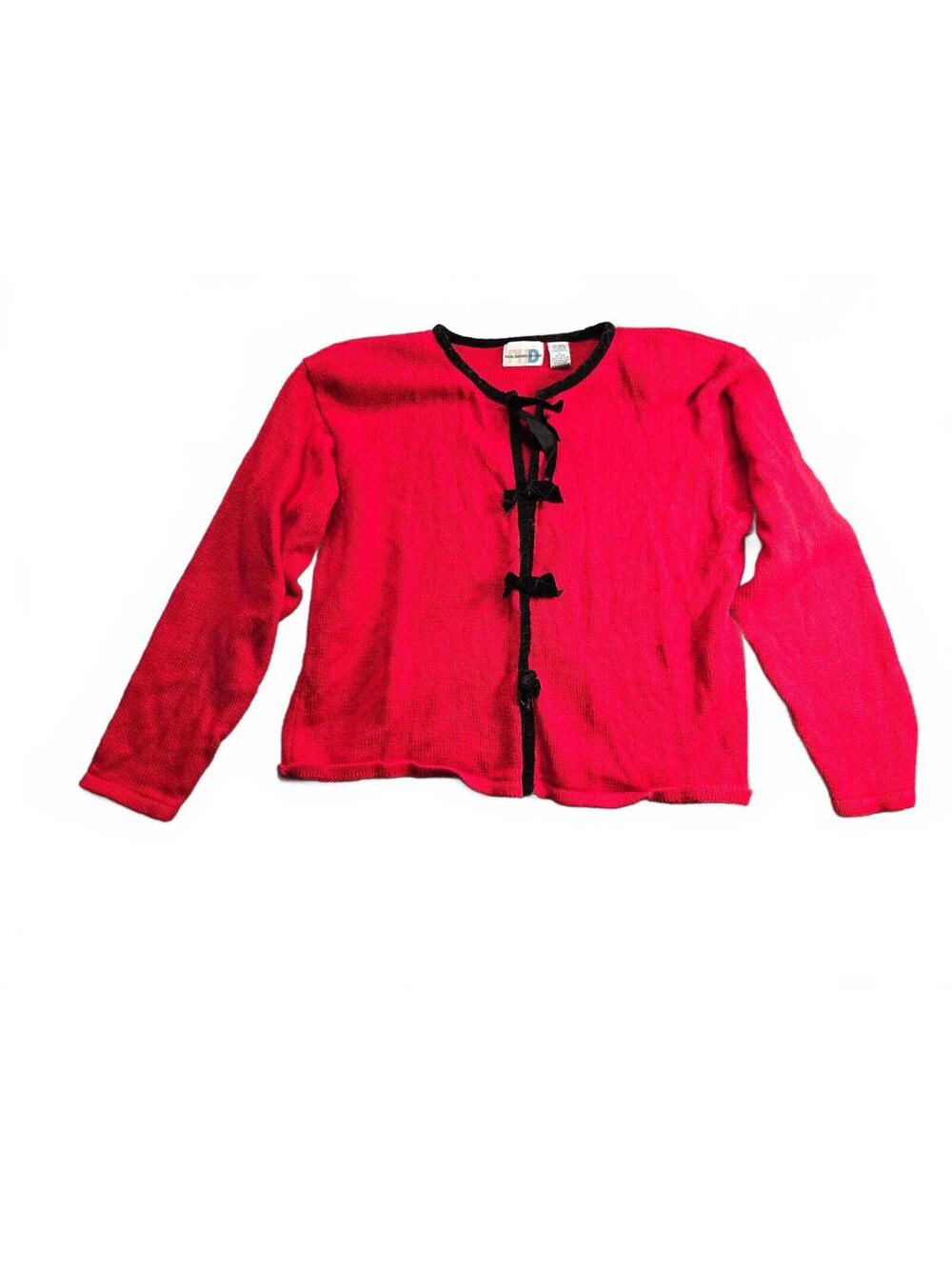 Vintage Paul Harris Design Red Ramie Cotton Knit Sweater Women's Large